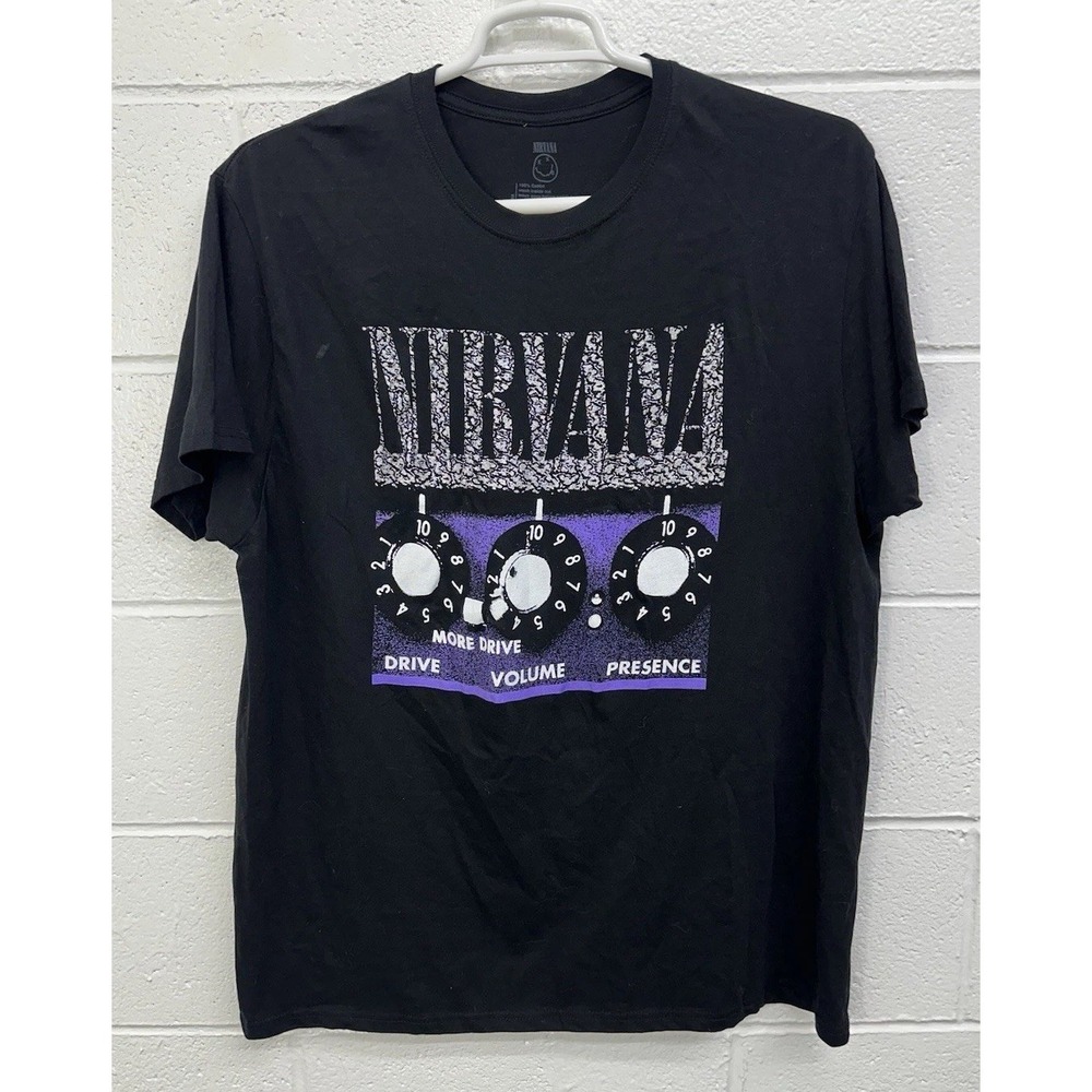Nirvana Official Amp Dials Heavy Weight Cotton T-shirt Black / Men's XL